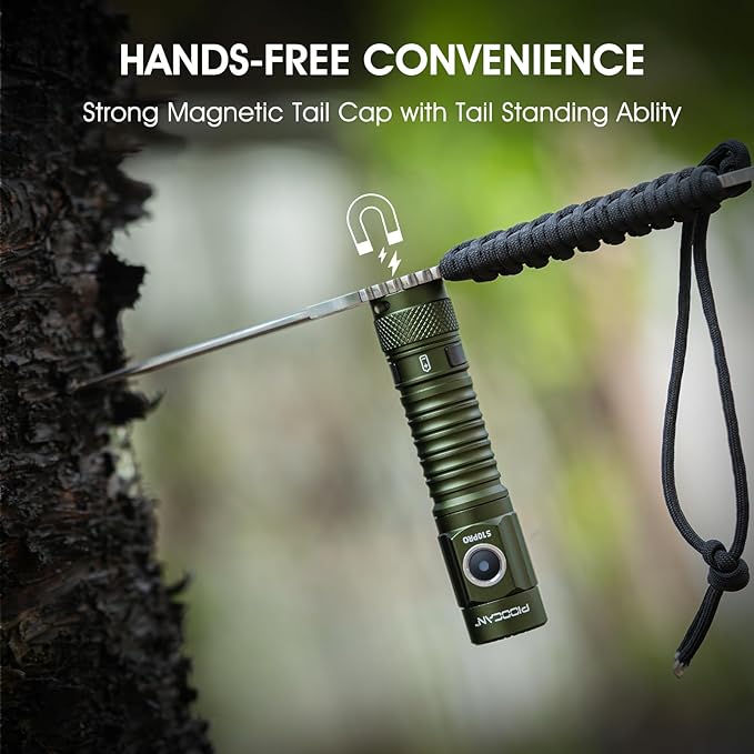 S10Pro Rechargeable LED Flashlights High Lumen, 2,500 Lumens EDC Pocket Flashlight Super Bright, Powerful Mini Flashlight 5 Modes Magnetic Flash Light for Emergency, Camping, Hiking (Green)