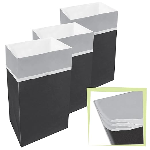 30 Gallon Multi-Liner Disposable Trash Cans (3-Pack) with Fitted Trash Bags - Reusable Garbage and Recycling Bins for Parties, Events, and More (Black- 17" Height x 14" Width x 30" Depth)