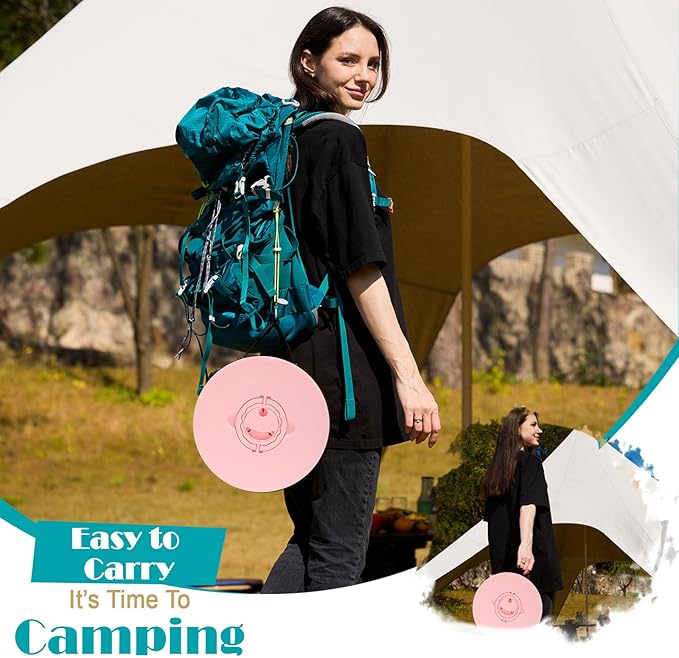 19.7” Heavy Duty Collapsible Stool with Cushion - Portable, Foldable Camping Stool for Adults, Max Capacity 1000lbs (Pink)