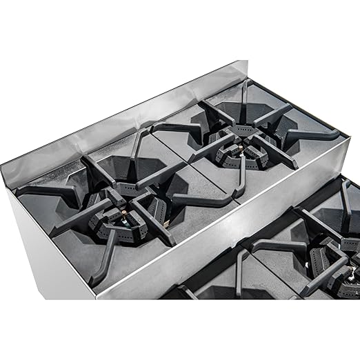 KoolMore KM-CRSU-24 24 in. Commercial Four-Burner Natural Gas Step Up Range, 104000 BTU in Stainless-Steel, ETL Listed