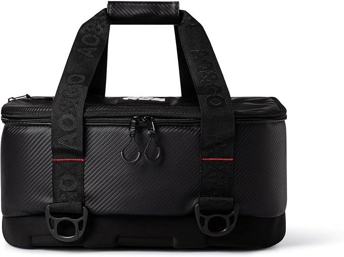 AO Coolers Stow N' Go Soft Cooler, Low-Profile, Leakproof with High-Density Insulation, Holds Ice for 24 Hours, HD Foam Bottom, Carbon Black, 18 Pack