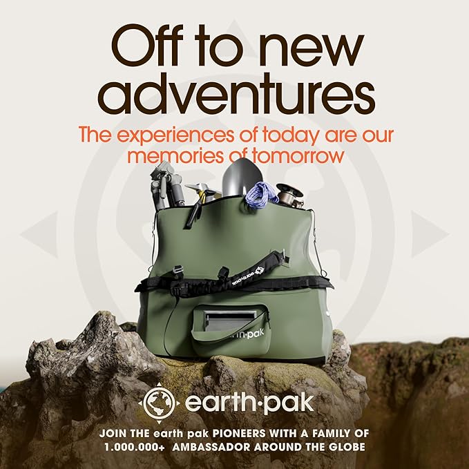 Earth Pak Waterproof Duffel Bag - Large Dry Bag, 1680D TPU, Heavy Duty, Camping & Marine Dry Bag, 8x8 Popout Pocket