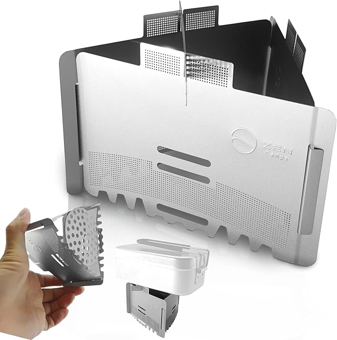 Ultralight Folding Stainless Steel Pot Stand with Tray Windscreen for Alcohol or Solid Fuel Stoves for camping