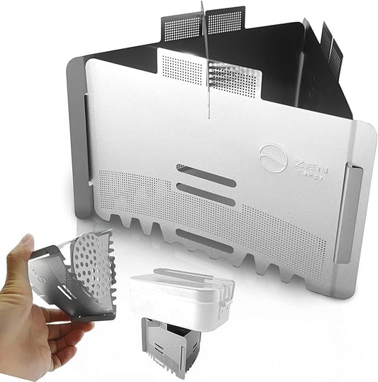 Ultralight Folding Stainless Steel Pot Stand with Tray Windscreen for Alcohol or Solid Fuel Stoves for camping