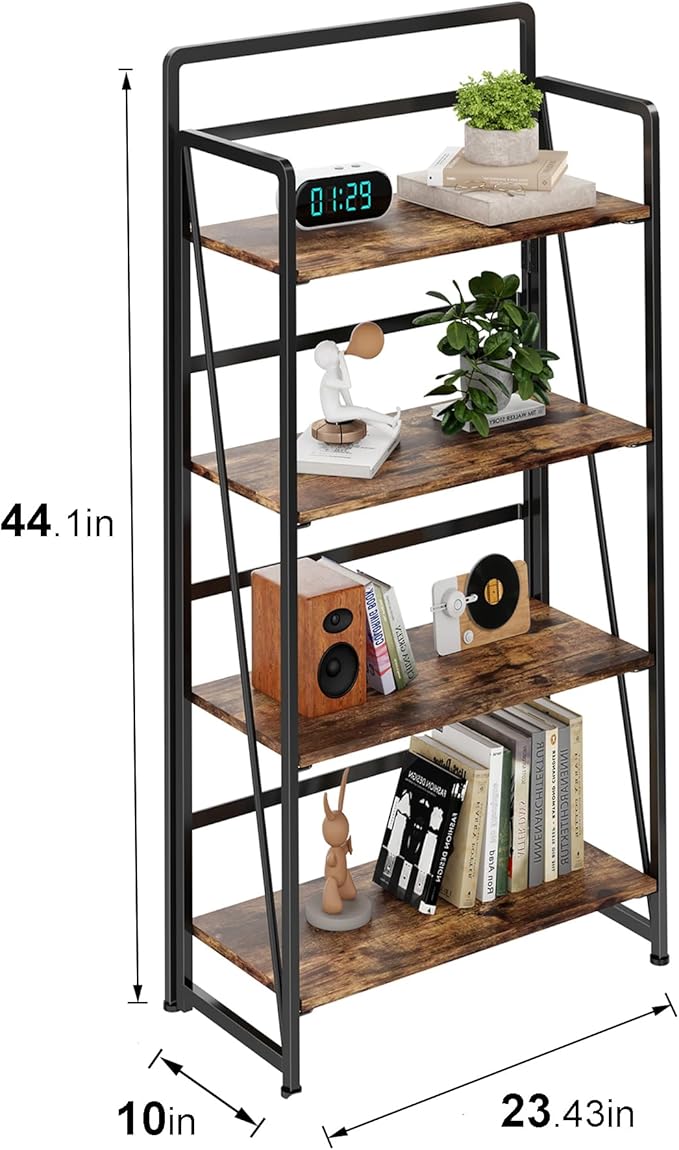 BHG No Assembly Folding Bookshelf for Living Room,Collapsible Book Shelf for Home Office, Portable Bookcase Storage Organizer Rack Shelves