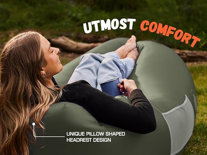 WEKAPO Inflatable Sun Lounger, Air Sofa, Hammock, Portable, Waterproof and Leak-Proof, Ideal for Backyard, Beach, Travel, Camping, Picnics and Music Festivals