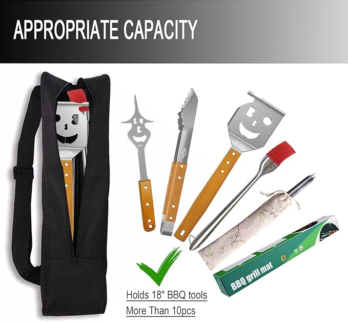 Grill Tool Storage, BBQ tools Bag (Oxford Cloth), Foldable Grilling Bag for Camping and Hiking BBQ. Gift for Men, Give Him a Home Tool.