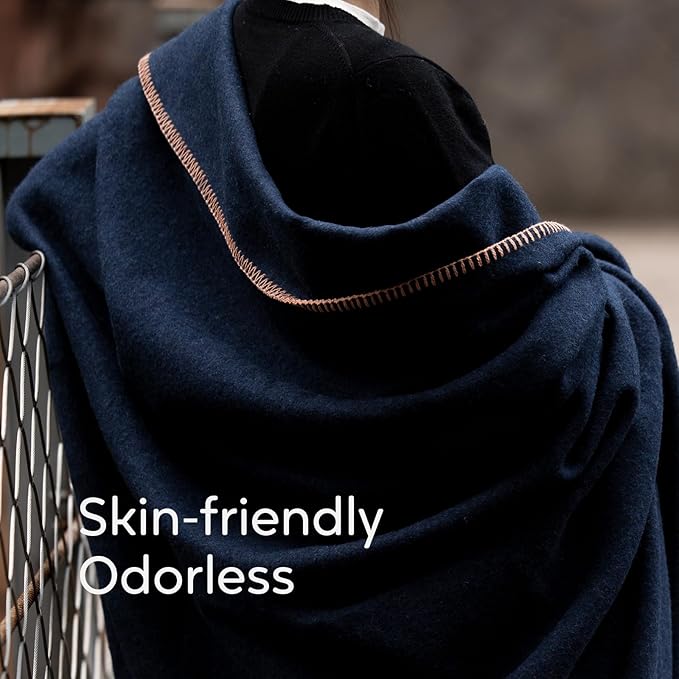 100% Wool Blanket, 48" x 62", Warm, Thick, Washable, Military Wool Blanket, Great for Camping, Outdoors, Sporting Events, Survival Kits，Navy