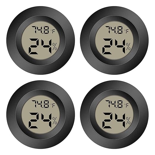 Mini Hygrometer Indoor Outdoor Thermometer Humidity Meter Digital LCD Temperature and Humidity Monitor Humidity Gauge for Greenhouse Humidor Reptile Thermostat Jars Fahrenheit(℉)/ Celsius(℃) 4 Pack