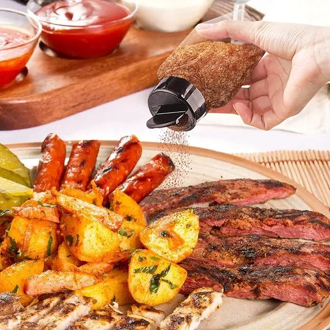 RoyalHouse 6 Pack 9.5 Oz Plastic Spice Jars with Black Cap, Clear and Safe Plastic Bottle Containers with Shaker Lids for Storing Spice, Herbs and Seasoning Powders, BPA Free, Made in USA