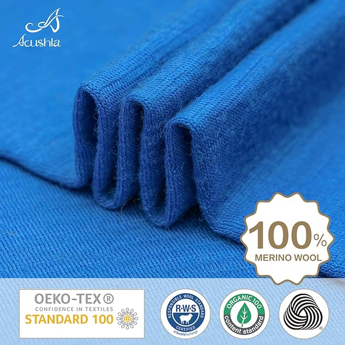 ACUSHLA 100% Merino Wool Neck Gaiter Ski Face Mask Scarf Neck Warmer for Men & Women All Weather