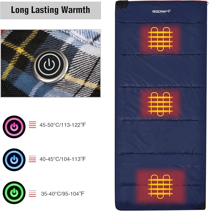 REDCAMP Cotton Flannel Sleeping Bag for Camping Backpacking, Adults Cold Weather Envelope Sleeping Bags with 2/3/4/6lbs Filling