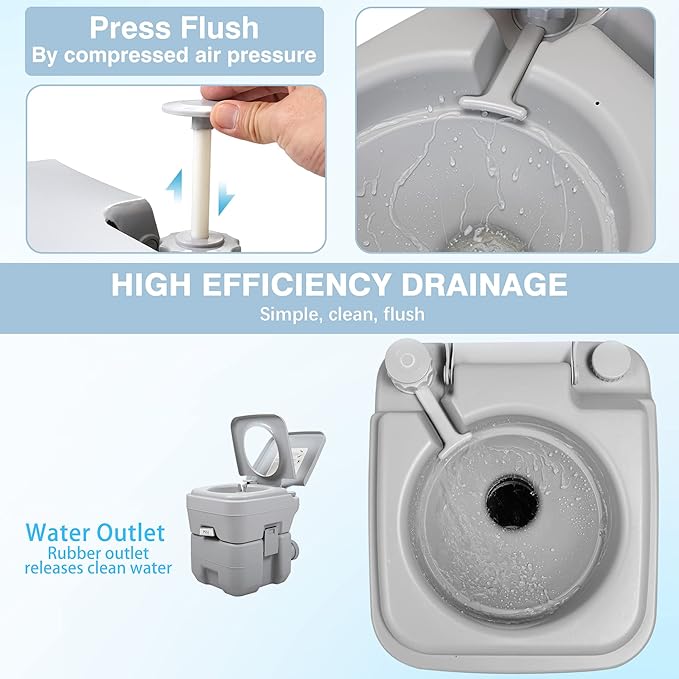 JAXPETY Portable Toilet with Carry Bag, Camping Toilet 5.3 Gallon Waste Tank Porta Potty, Leak-Proof Indoor Outdoor Toilet for RV, Travel, Boating, Fishing