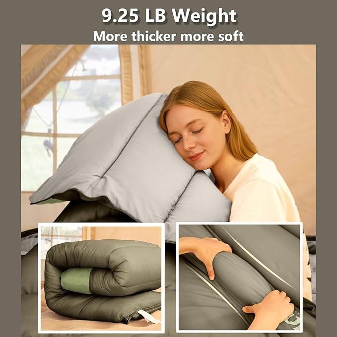 BISINNA Double Sleepinag Bag for Adults Two Person Queen Size Camping Sleeping Bag for All Season Backpacking Hiking Cold Weather with Compression Sack