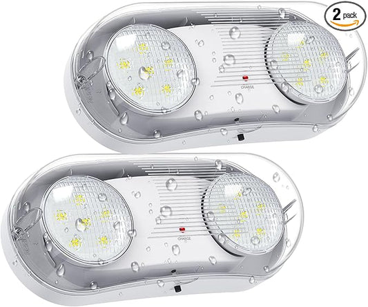 Wet Location Rated Outdoor Emergency Light,Waterproof Exterior Led Emergency Lights with Battery Backup,Adjustable Heads,Commercial Hardwired Emergency Lighting,UL Listed,120-347V (2 Pack)