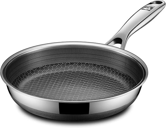 8in Nonstick Frying Pan - Stainless Steel Skillet, Dishwasher & Oven Safe, Compatible with Induction & Gas Stoves, Non-Toxic & Easy to Clean