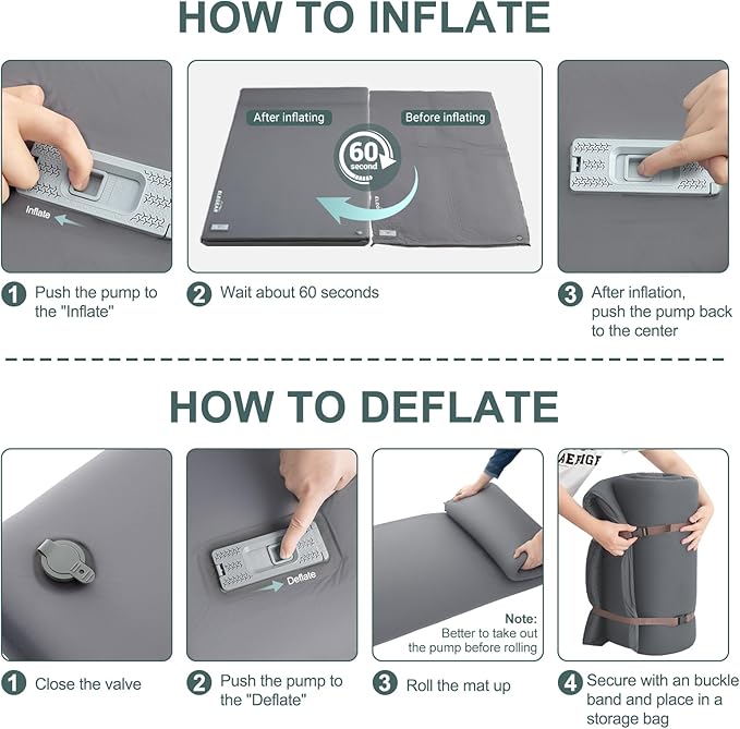 Elegear Self Inflating Sleeping Pad, Built-in Electric Pump 3.1" Ultra-Thick Memory Foam Camping Mattress Pad with Pillow Double Sleeping Pad for Camping R-Value 9.5 Foam Camp Pad for Car/Traveling