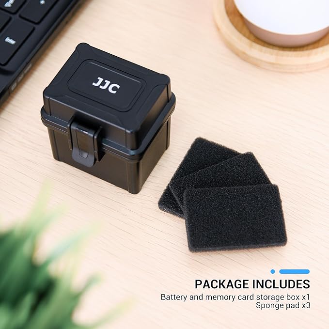 JJC Portable Camera Battery Memory Card Case,Battery Holder Organizer Box for 2x Canon LP-E17 LP-E12 LP-E10 Fuji NP-W126 NP-W235 Nikon EN-EL14A EN-EL25 Sony NP-FZ100 NP-FW50 DMW-BLG10 Battery and More