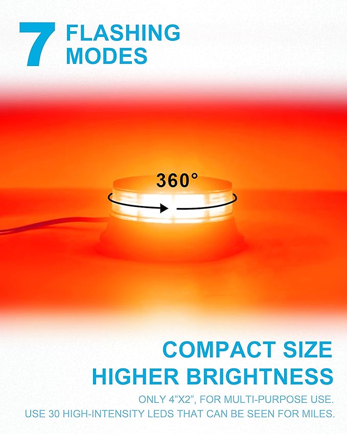 Agrieyes Amber Beacon Light 4.2Inch, Flashing Safety Warning Lights Permanent/Magnet Mount (Red, Screw)