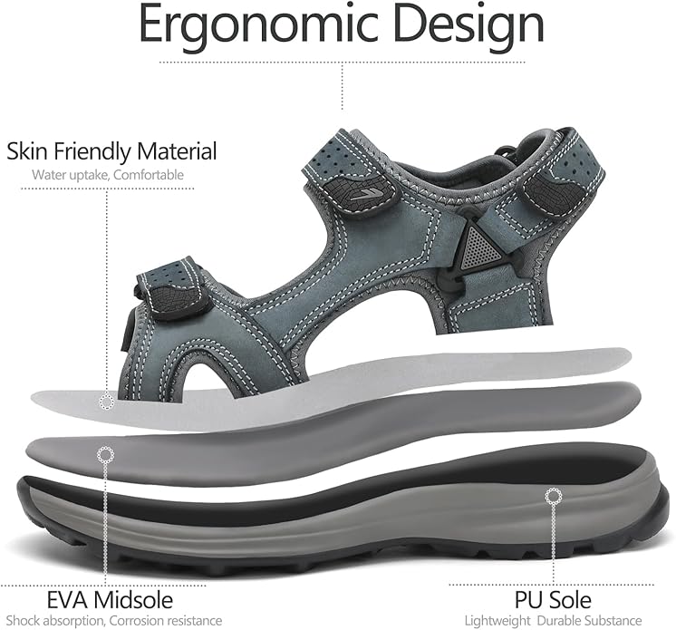 FLARUT Men's Sport Sandals Outdoor Hiking Sandal Open Toe Walking Sandals for Summer Beach Water Shoes