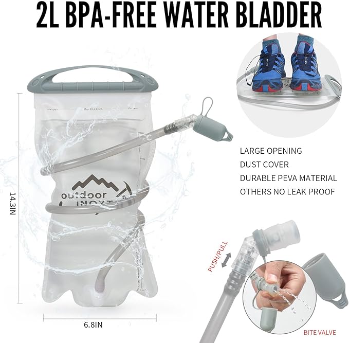 Hydration Pack Backpack, Lightweight Water Backpack with 2L Leakproof Hydration Bladder Daypack for Men Women,Running Hydration Vest for Outdoor Trail