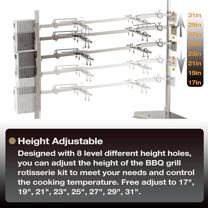46" Outdoor Electric Rotisserie Grill Kit | 125LBS Pig Spit Rotisserie Grill | 45W Rotatable Motor BBQ Rotisserie Kit | Height Adjustable Spit Roaster Stand for Roasting Pig Lamb