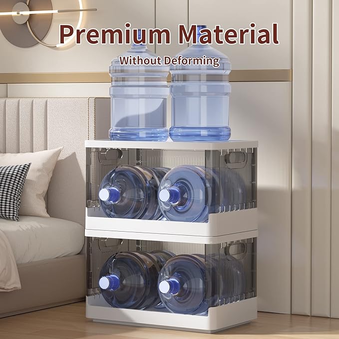 Storage Cabinet - Room Organizer, Plastic Shelves Organizer, Storage Bins with Lids, Collapsible Outdoor Storage Box, 19 Gal Office Organization, Stackable Bookshelf, 4 Pack Cube Storage Organizer