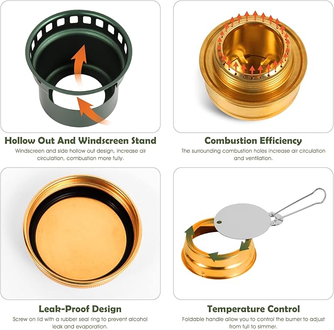 2 In 1 Mini Alcohol Stove For Camping, Portable Alcohol Burner With Stainless Steel Cross Stand, Storage Bag, Lightweight Tiny Brass Stove For Backpacking Emergency Outdoor Coffee