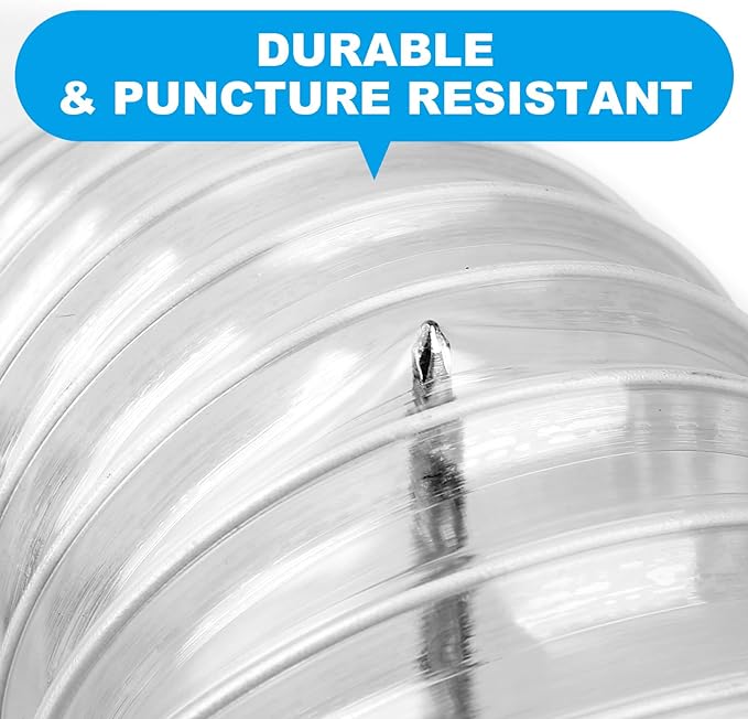 2 1/2" x 50' Heavy PVC Dust Collection Hose,Flexible Clear Debris and Fume Collection Hose with Stainless Steel Hose Clamps for Dust Collectors with 2 1/2" Ports, Ideal for Shop Vacuums