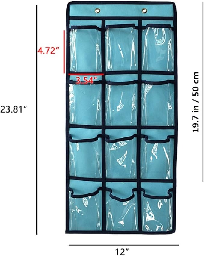 NIMES Hanging Closet Underwear Sock Jewelry Storage Over The Door Classroom Cell Phone Calculator Organizer 12 Clear Pockets (Purple)