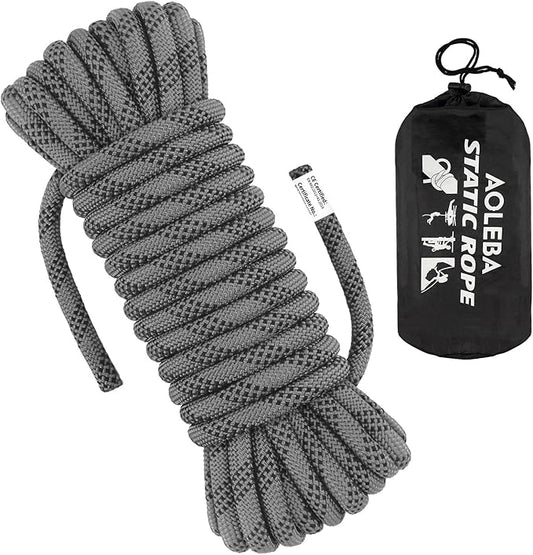 AOLEBA 10.5 mm Static Climbing Rope 10M(32ft) 20M(64ft) 30M(96ft) 50M(160ft) 70M(230ft) Outdoor Rock Climbing Rope, Escape Rope Ice Climbing Equipment Fire Rescue Parachute Rope