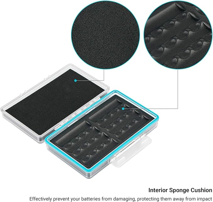 JJC 8 Slots AA Battery Case, PC Shell Water-Resistant & Shockproof Battery Storage Case for 8 x AA / 14500 Battery, AA Battery Organizer Carrying Case