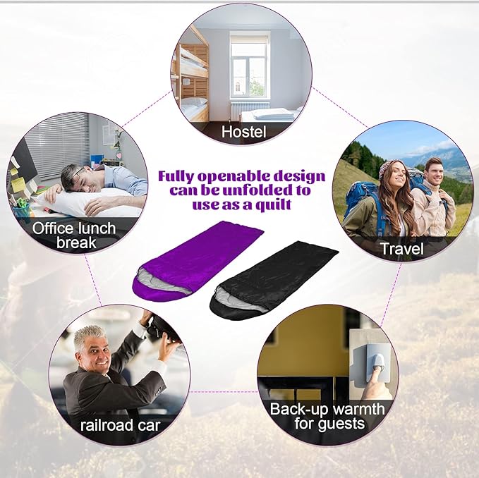 Macarrie 6 Pack Camping Sleeping Bags Bulk for Adults, 4 Season Cold Weather Sleeping Bag with Compression Sack Lightweight Waterproof Essential Gear for Backpacking Hiking Travel