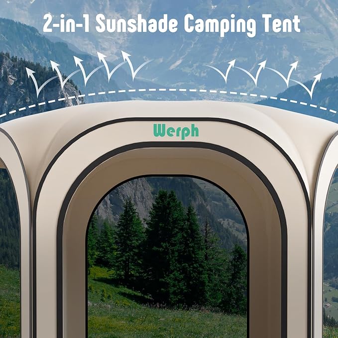 Screen Tent Pop-Up, Portable Tent Canopy with Mesh Mosquito Net, Screen House Room Canopy Shade Screen Houese 10x 10 FT with Carry Bag for Patio, Backyard, Sports & Outdoors Activities, Beige