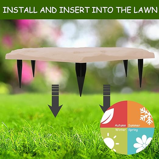 4Pcs Hexagon Sunflower Stepping Stone Outdoor Garden Walkway, Durable Plastic Pavers for Patio, Pathway, and Landscaping, Weatherproof Stepping Stone with Ground Stakes for Easy Installation