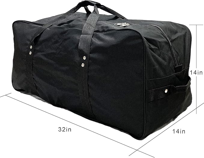Extra Large Duffel Bag Lightweight Water Resistant Heavy Duty Duffle Bag Foldable Travel Duffle Bag (32"x14"x14" Black)