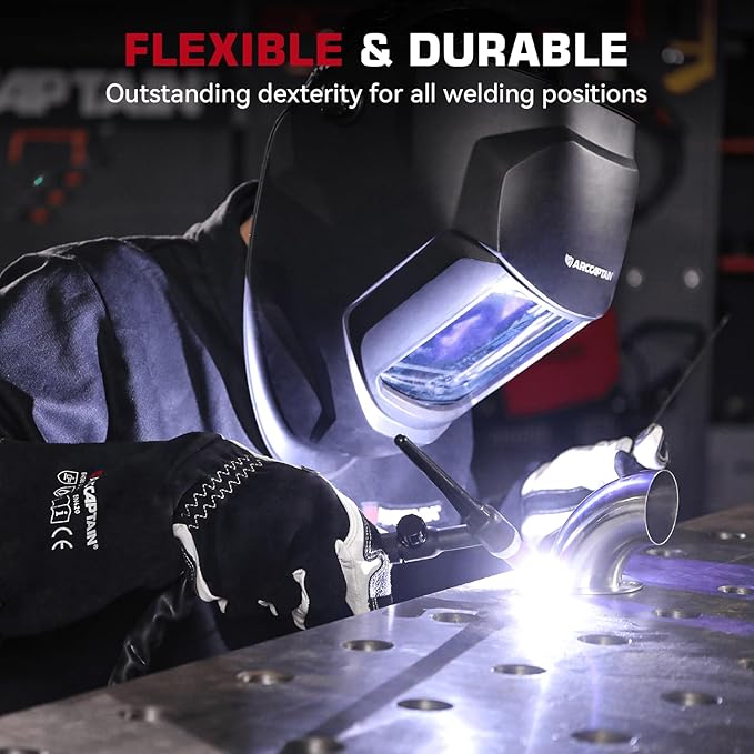 ARCCAPTAIN Tig Welding Gloves: Premium Goatskin Grain Leather, Dexterity, Comfort, Duralble Tig Gloves for Work Protection