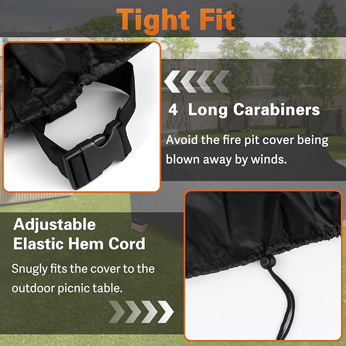 96 Inch Picnic Table Cover, Waterproof Patio Camping Table Cover for 8 ft Outdoor Picnic Table Bench Set-Weatherproof Anti-UV Picnic Bench Covers,98"L x 65"W x 30"H