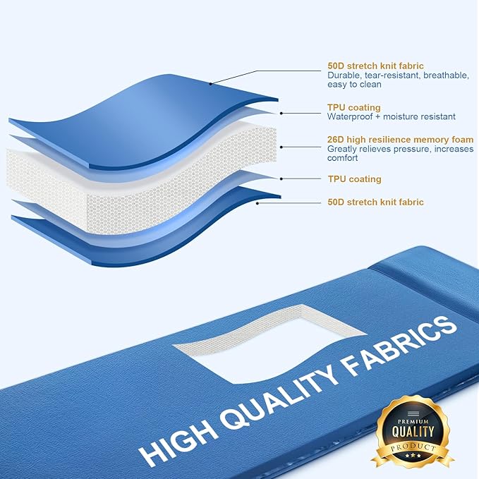 NYZ Self Inflating Sleeping Pad for Camping 3.1" Ultra-Thick Memory Foam Camping Mattress 20s Quick Inflation Camp Mat with Pillow Waterproof 4-Season for Camping Travel Tent Car