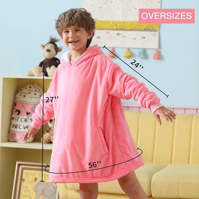 LetsFunny Blanket Hoodie,Oversized Wearable Sherpa Fleece Blanket Sweatshirt,Super Soft Warm Cozy with Giant Pocket,Gifts for Women Men Adults Teenagers Kids, One Size Fits All