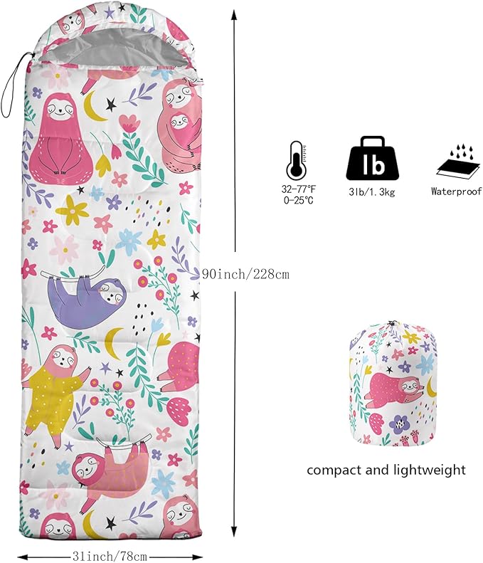 QOOMO Camping Sleeping Bags,3 Season Warm & Cool Weather,Lightweight,Waterproof Sleeping Bags for Adults & Kids,Traveling,and Outdoors,Camping Gear Equipment