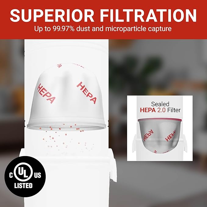 Broan-nutone 650 Air watts Central Vacuum System and Deluxe Multi-Surface Tool Set for Cleaning Floors,Carpets Anti-Vibration, Powerful Suction