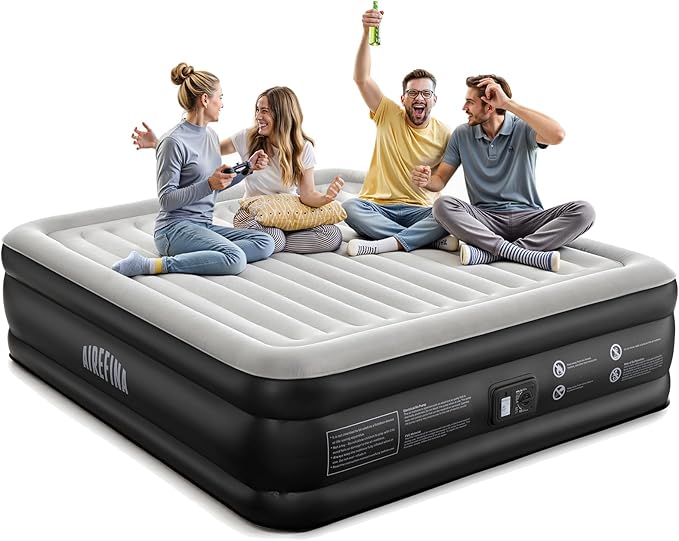 Airefina King Size Air Mattress with Built in Pump, 20 Raised Comfort Inflatable Mattress Upgraded Blow Up Mattress King for Guest Home Temporary, Air Bed, Colchon Inflable