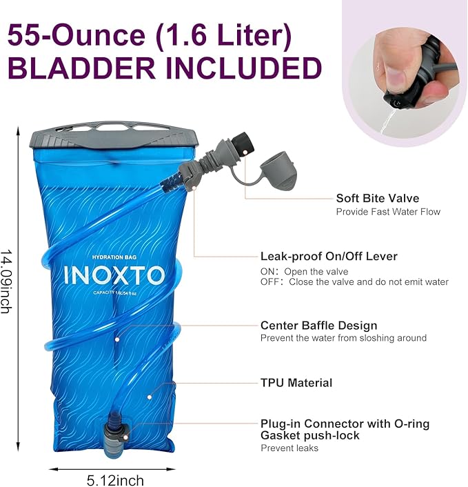 Running Hydration Vest Backpack, Lightweight Water Backpack with 1.6L Water Bladder Daypack for Women Men,Adjustable Running Vest Pack for Trail Running Hiking Cycling Race Marathon