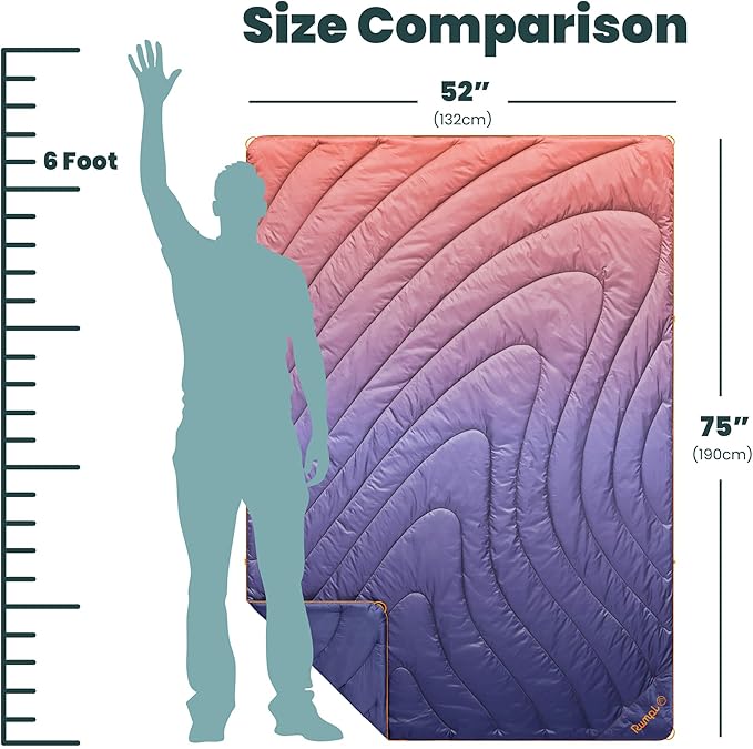 Rumpl Original Puffy Blanket - Warm, Water-Resistant Camping Blanket with 100% Recycled Synthetic Insulation, 52"x75", Original Puffy V2, Dusk Fade