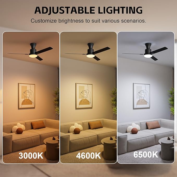 52 Inch Ceiling Fan with Remote & APP Control, LED Light, Reversible DC Motor, 6-Speed Silent Operation, Indoor & Outdoor Fan for Patio, Bedroom