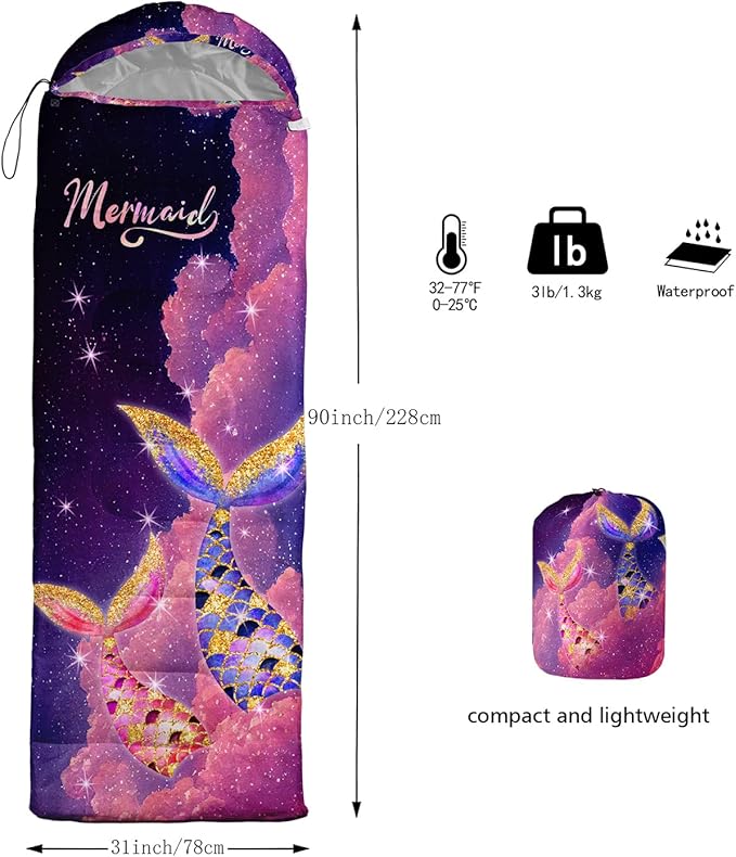 Sleeping Bags for Adults and Kids Backpacking Camping Sleeping Bags for Girls and Boys Lightweight Waterproof Cold/Warm 3-Season