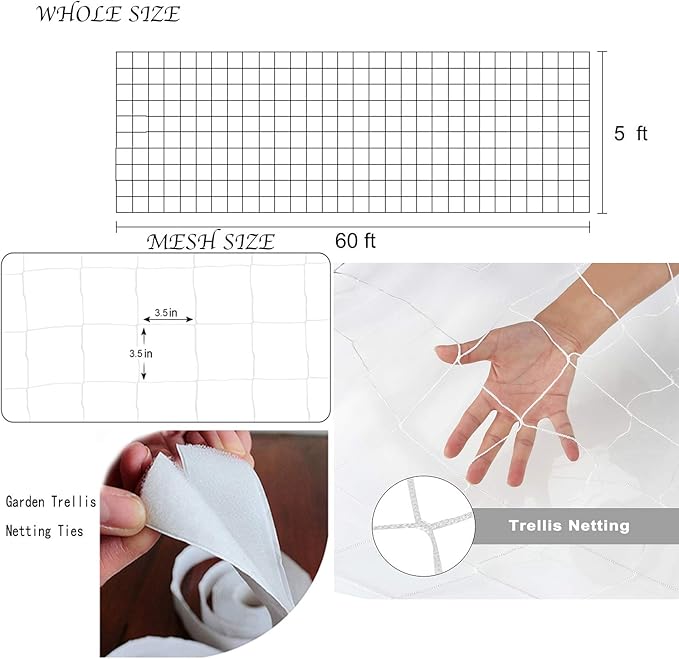 All-Weather Trellis Netting Mesh Plant Garden Vine Growing Flexible String Net