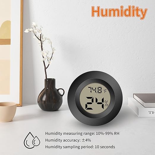 Mini Hygrometer Indoor Outdoor Thermometer Humidity Meter Digital LCD Temperature and Humidity Monitor Humidity Gauge for Greenhouse Humidor Reptile Thermostat Jars Fahrenheit(℉)/ Celsius(℃) 4 Pack