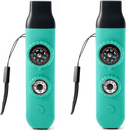 Emergency Survival Safety Whistle，Whistle for Kids with Lanyard,Compass,Thermometer,Ideal for Kayaking, Boating, Hiking, Camping, Climbing